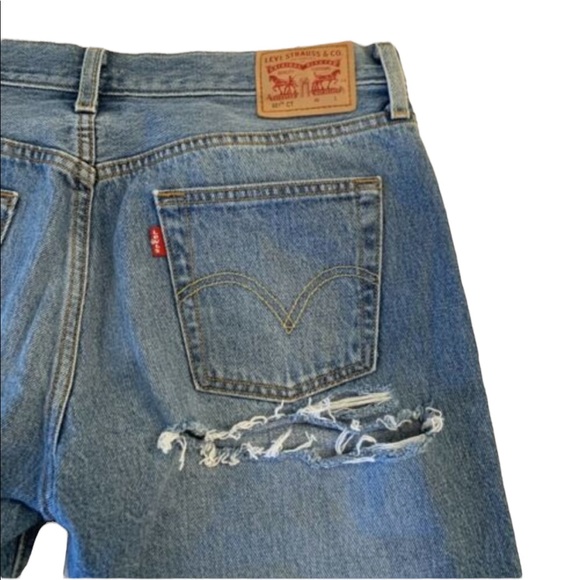 Levi's 501 Button Fly Distressed Blue Jeans Size 29x32 - Picture 4 of 4